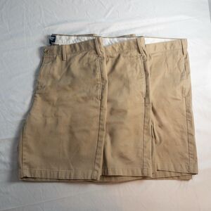 Lot Of 3 Lands' End Men's Size 34 Beige Shorts Traditional Fit Golf Uniform